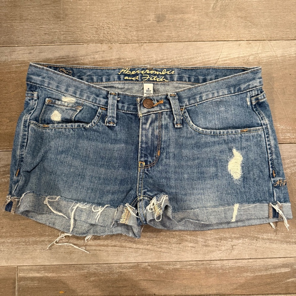 Abercrombie & Fitch Blue Distressed Denim Women's Shorts